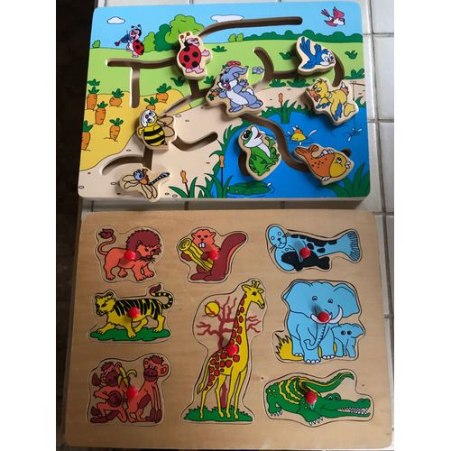 Lot De Puzzle Labyrinthe Par Cmp - Animaux Se Déplaçant Sur Le Chemin & Puzzle Animaux 8 Pièces Sans Marque