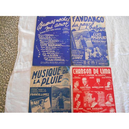 Lot De 4 Partitions De Succes De Luis Mariano