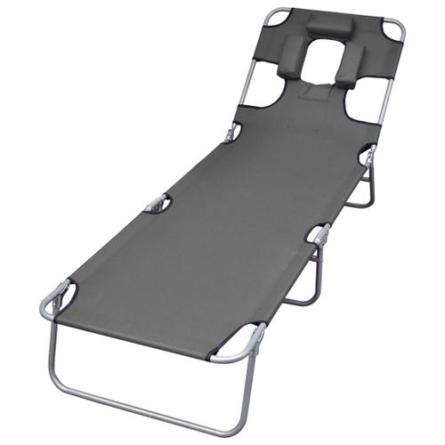 Vidaxl Chaise Longue Pliable Et Coussin De Tête Dossier Réglable Gris