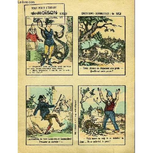 Imagerie D Epinal N°1323 - Questions-Devinettes : Gr. 92 : Le Serpent - La Proie - Lantimèche. Père Lustucru Et Cassandre ...