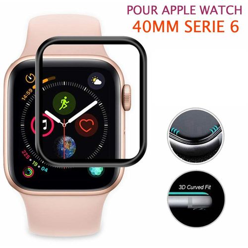 Verre Trempé 3d Noir Protection Écran Totale Intégrale Apple Watch Série 6 40mm