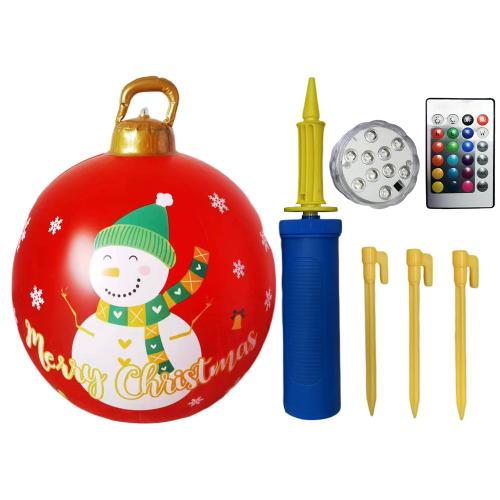 Boule de Noël Gonflable en PVC de 60cm, Ballon d'ange avec Lumière LED, Décoration d'Arbre de Noël