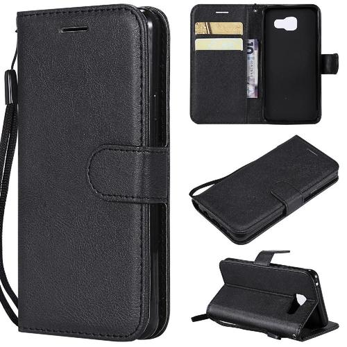 Flip Étui Pour Samsung Galaxy A3 2016 Étui De Téléphone Portefeuille D'affaires Cuir De Haute Qualité Avec Fente Pour Carte Couleur Solide Classique - Noir