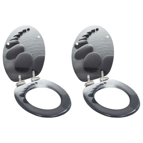 vidaXL 2 pcs Sièges WC MDF et couvercle à fermeture en douceur Pierres