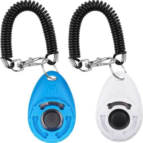 Lucky_Mall Clicker De Dressage Pour Animaux De Compagnie Avec Dragonne Pour Dressage De Chiens Blanc + Bleu Lucky_Mall