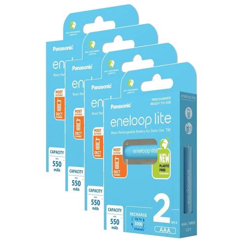 Panasonic Lot de 4 Eneloops lite Pack 2 Piles Rechargeables Micro 550mAh AAA DECT