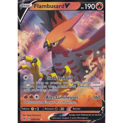 Carte Pokemon - Flambusard V - 029/185 - Ultra Rare - Épée Et Bouclier 4 - Voltage Éclatant - Eb4 - Vf