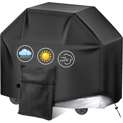 Housse Barbecue Exterieur,Housse Barbecue En Tissu Oxford 210d, Résistante Aux Uv Et Aux Déchirures,Ajustement Universel Pour Grils À Gaz,Dimensions 145x61x117cm-Durable Et Imperméable,Noir