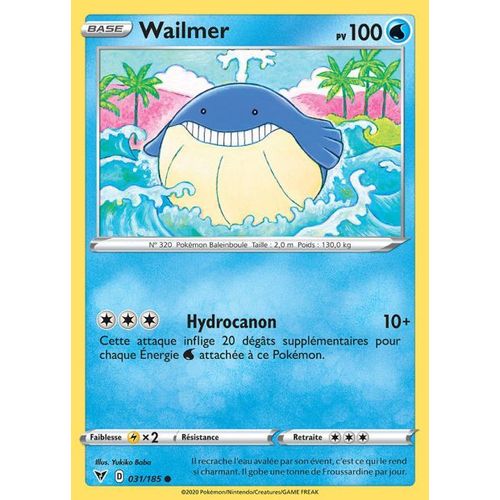 Carte Pokemon - Wailmer - 031/185 - Épée Et Bouclier4 - Voltage Éclatant - Eb4 - Vf