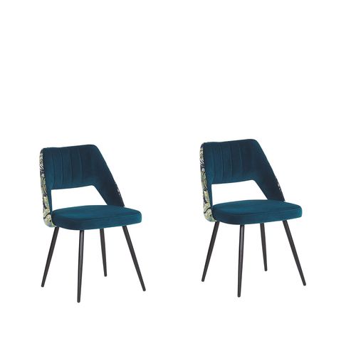 Chaise De Salle À Manger Set De 2 Velours Bleu Azur Ansley