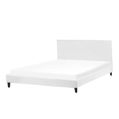 Lit Double En Velours Blanc 180 X 200 Cm Fitou