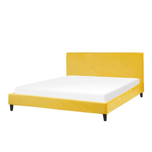 Lit Double En Velours Jaune 180 X 200 Cm Fitou