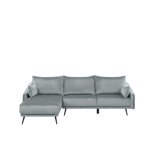Canapé D'angle Varde Gris Velours Côté Droit