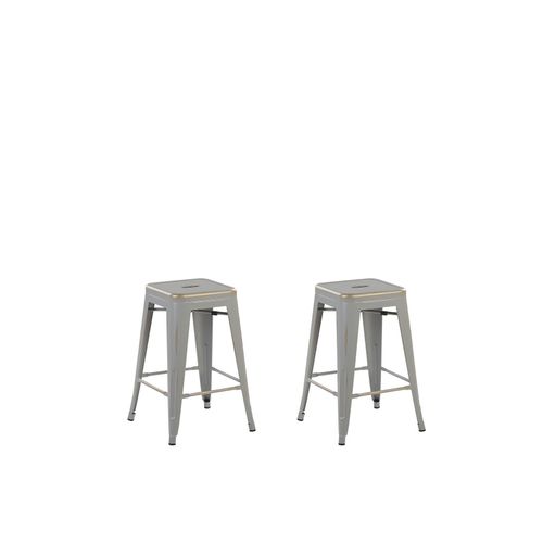 Tabouret De Bar Set De 2 Métal Argenté Cabrillo