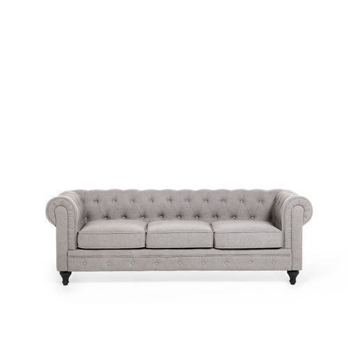 Canapé En Tissu Gris Clair 3 Places Chesterfield