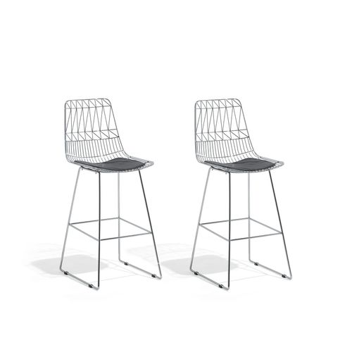 Lot De 2 Chaises De Bar Preston Métal Argenté
