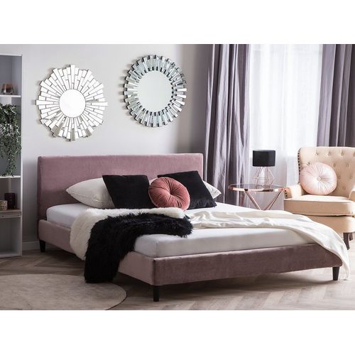Lit Double En Velours Rose 180x200 Cm Fitou