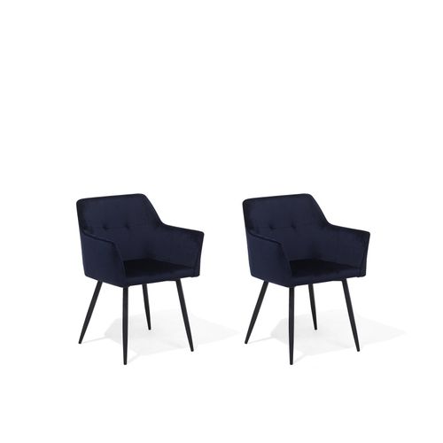 Chaise De Salle À Manger Set De 2 Velours Bleu Foncé Jasmin