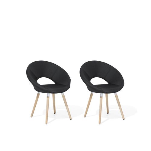 Chaise De Salle À Manger Set De 2 Tissu Noir Roslyn
