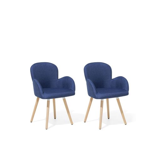 Chaise De Salle À Manger Set De 2 Tissu Bleu Marine Brookville