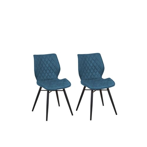 Chaise De Salle À Manger Set De 2 Tissu Bleu Azur Lisle