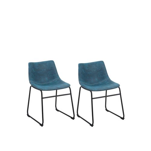 Chaise De Salle À Manger Set De 2 Tissu Bleu Azur Batavia