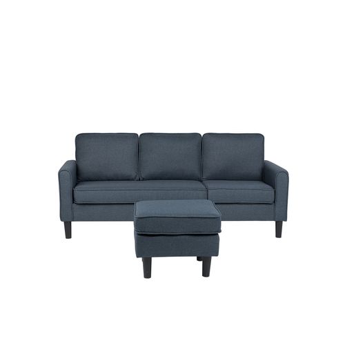 Canapé 3 Places Avec Pouf En Tissu Gris Foncé Avesta