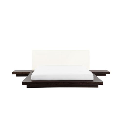 Lit Japonais En Bois Foncé 160 X 200 Cm Zen