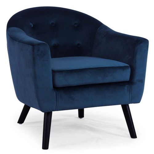 Fauteuil Scandinave Velours "Lopy" 79cm Bleu