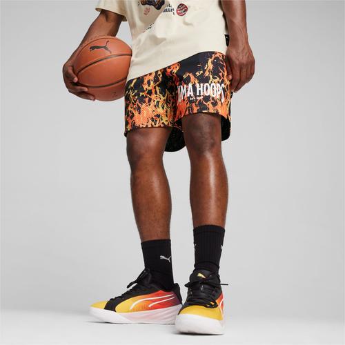 Short De Basketball Straight Flames Puma Hoops, Noir/Aop