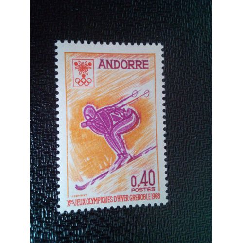 Timbre Andorre Yt 187 Jeux Olympiques D'hiver 1968, Grenoble Ski Alpin 1968 ( 091104 )