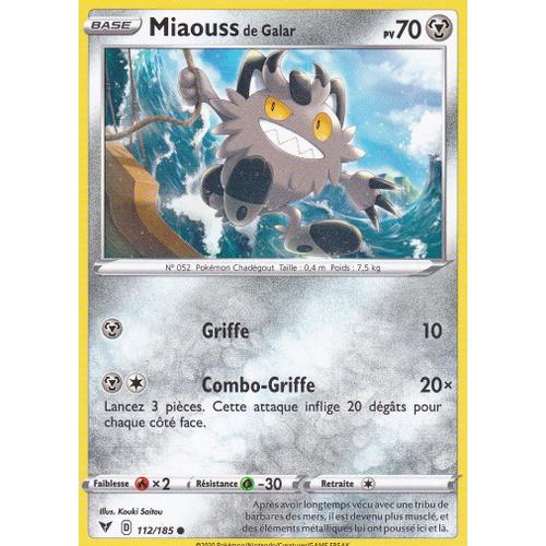 Carte Pokemon - Miaouss De Galar - 112/185 - Épée Et Bouclier4 - Voltage Éclatant - Eb4 - Vf