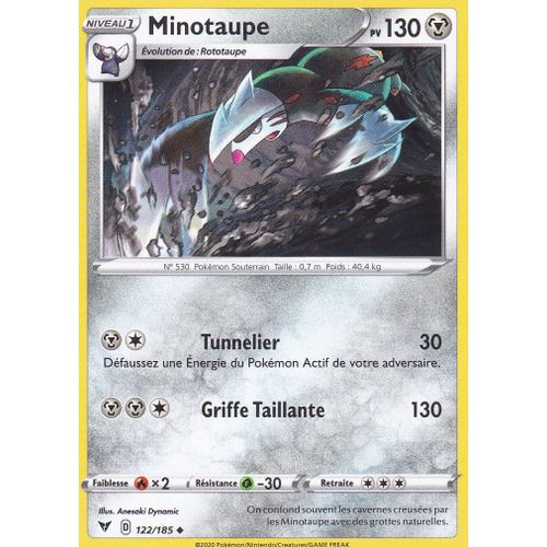 Carte Pokemon - Minotaupe - 122/185 - Épée Et Bouclier4 - Voltage Éclatant - Eb4 - Vf