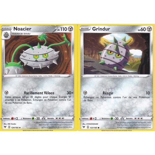2 Cartes Pokemon - Noacier 124/185 + Grindur 123/185 - Épée Et Bouclier 4 - Voltage Éclatant - Eb4 - Vf