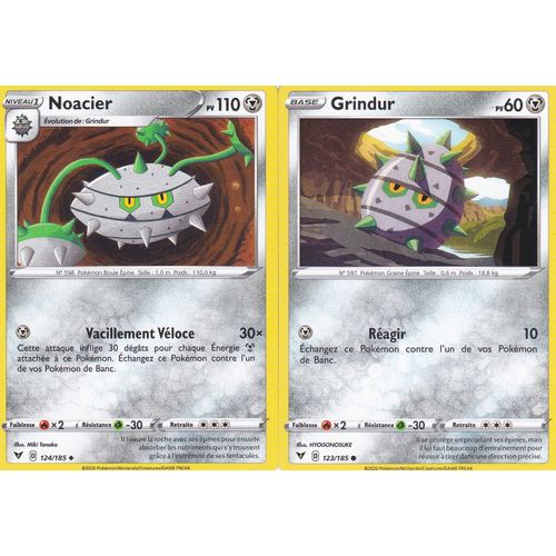 2 Cartes Pokemon - Noacier 124/185 + Grindur 123/185 - Épée Et Bouclier 4 - Voltage Éclatant - Eb4 - Vf