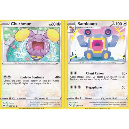 2 Cartes Pokemon - Ramboum 136/185 + Chuchmur - 135/185 - Épée Et Bouclier4 - Voltage Éclatant - Eb4 - Vf