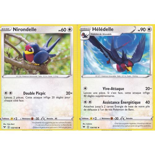 2 Cartes Pokemon - Hélèdelle 134/185 + Nirondelle - 133/185 - Épée Et Bouclier4 - Voltage Éclatant - Eb4 - Vf