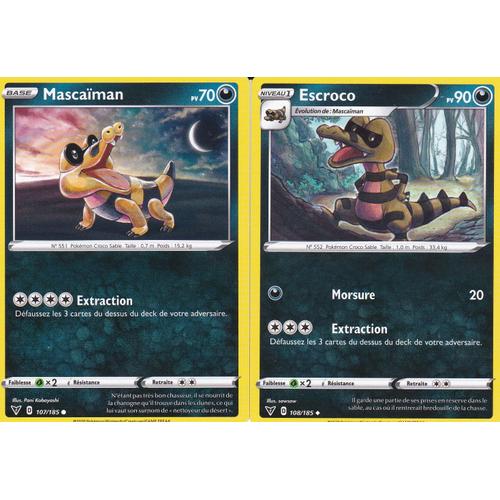 2 Cartes Pokemon - Mascaiman 107/185 + Escroco 108/185 - Épée Et Bouclier4 - Voltage Éclatant - Eb4 - Vf