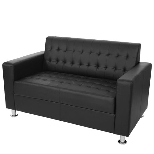 Canapé 2 Places Kunda, Sofa De Salon, Similicuir, Pieds Métalliques   Noir