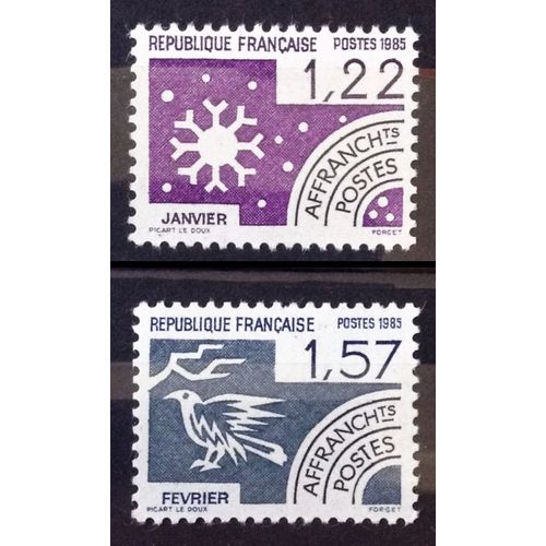 Préoblitéré Mois De L'année - Janvier 1,22 (N° 186) + Février 1,57 (N° 187) Neufs** Luxe (= Sans Trace De Charnière) - France Année 1985 - Brn83 - N29832
