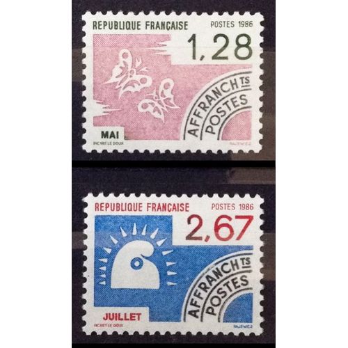 Préoblitéré Mois De L'année - Mai 1,28 (N° 190) + Juillet 2,67 (N° 192) Neufs** Luxe (= Sans Trace De Charnière) - France Année 1986 - Brn83 - N29831