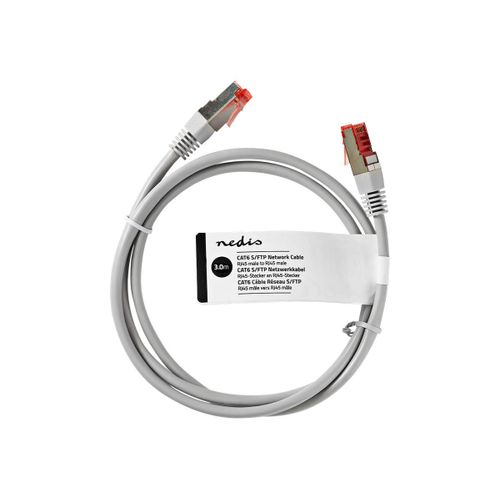 Nedis - Cordon de raccordement - RJ-45 (M) pour RJ-45 (M) - 3 m - S/FTP - CAT 6 - rond - gris