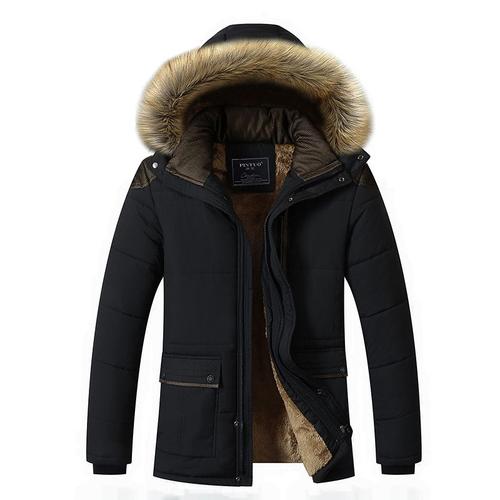 Parka Homme De Marque Plus De Velours À Doublure Fourrure Synthétique Amovible Doudoune Hommes À Poches Multiples Manteau Homme -Zs306817