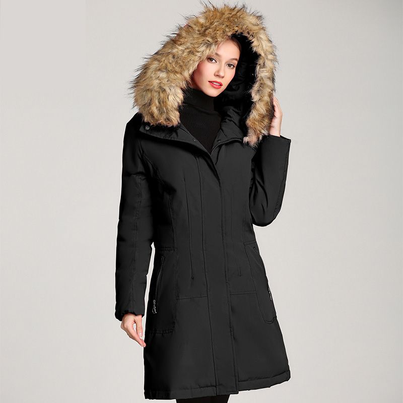 Doudoune Femme De Marque Longue À Capuche À Large Col Fourrure Detachable Manteau Femme Couleur Uine Hiver Chaud Parka Femme -Zs306874