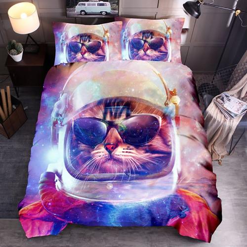 Chat Parure De Couette De Marque:1 Housse De Couette + Taies D'oreiller 3d Imprimée Chat Thème Parure De Lit -Pm300482