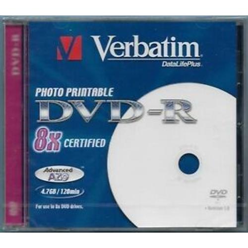 DVD-R imprimable 8x certifié, en jewelcase