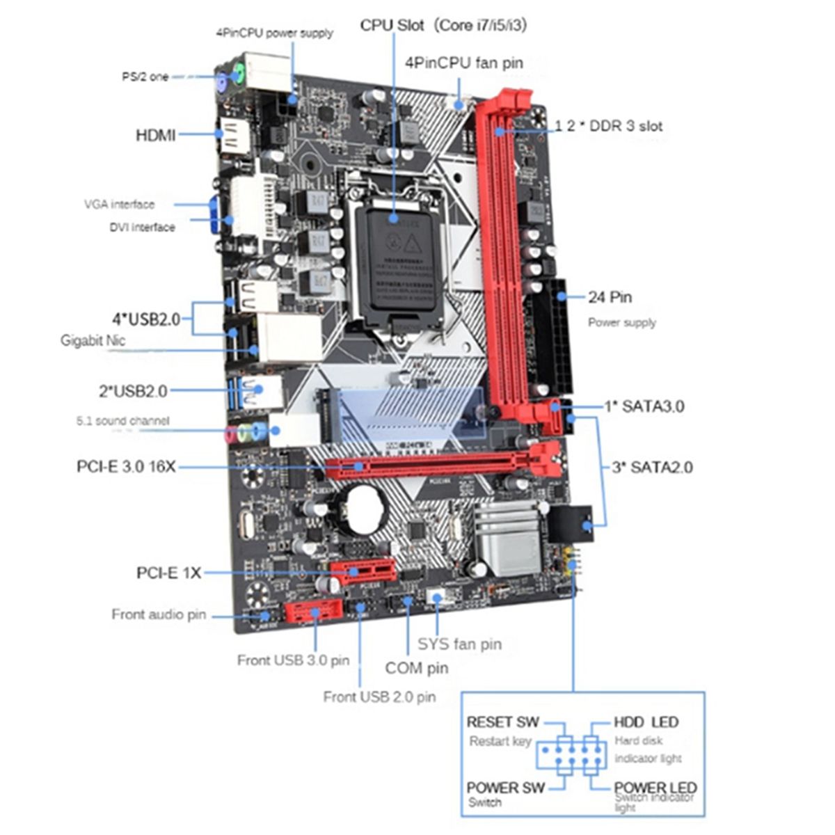 B75-H Carte Mre Pour Ordinateur De Bureau Lga1155 Usb3.0 Pr... - 2