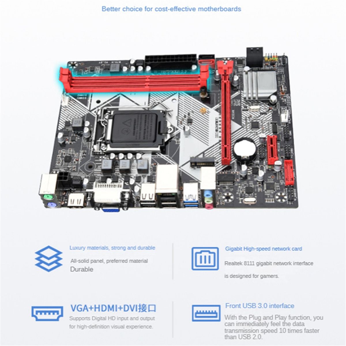 B75-H Carte Mre Pour Ordinateur De Bureau Lga1155 Usb3.0 Pr... - 3