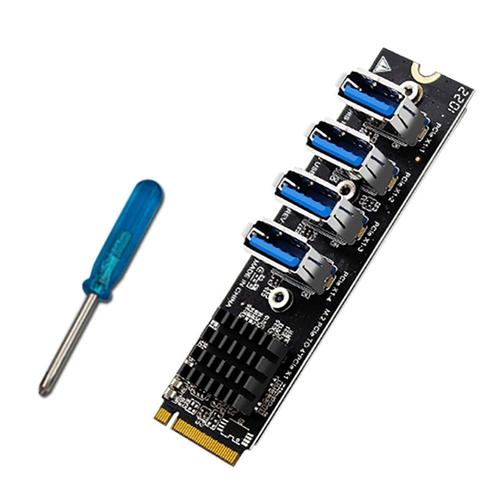 Adaptateur USB M.2 M-Key à 4 Ports PCI-E X1 USB3.0 Câble D'Extension Graphique ASM1184 Carte MinièRe pour Ordinateur de Bureau SSD HDD