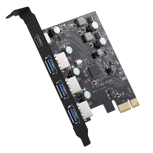 Carte D'extension Pci-E Vers Usb3.0 Adaptateur Type-C 4 Ports Pour Ordinateur De Bureau